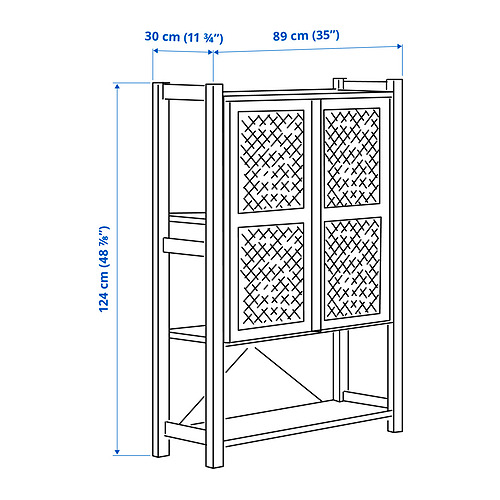 Measurement Illustration - IVAR shelf unit with doors