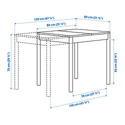 Measurement Illustration - TONSTAD table and 2 chairs