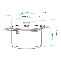 Ilustración de medidas - HEMKOMST olla con tapa