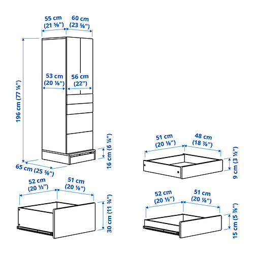Measurement Illustration - SMÅSTAD/UPPFÖRA wardrobe