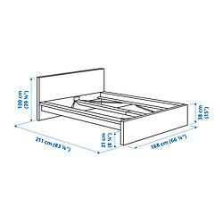 Ilustración de medidas - MALM base de cama con colchón