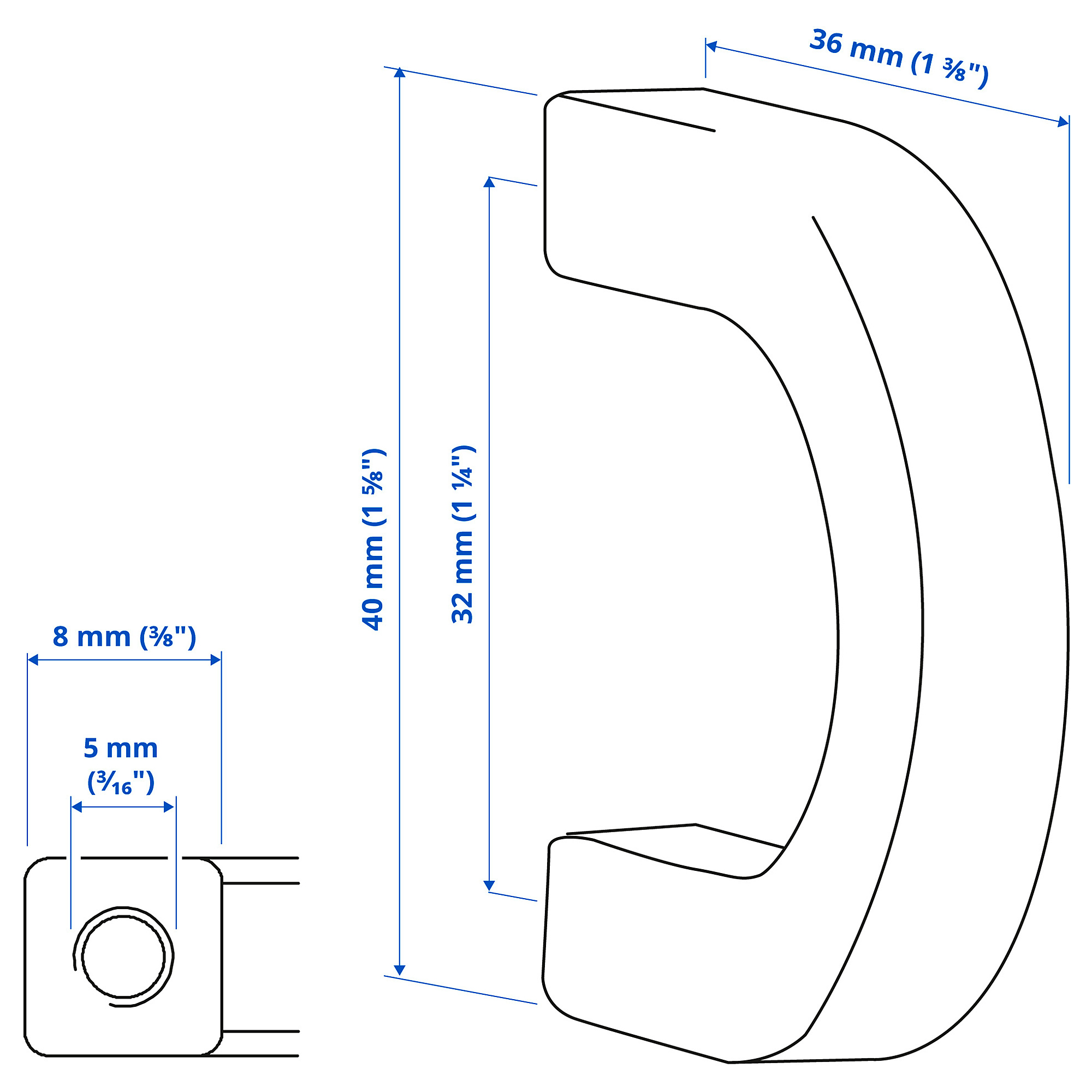Measurement Illustration - BORGHAMN handle