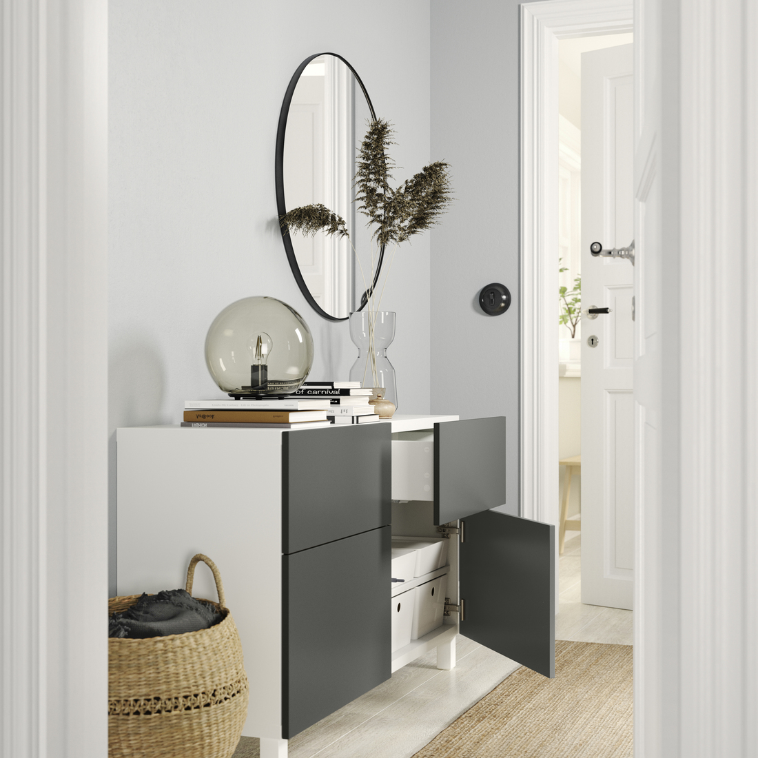 BESTÅ, mueble sala con guía para gaveta, apertura presión. 2 de 6 abrir diálogo
