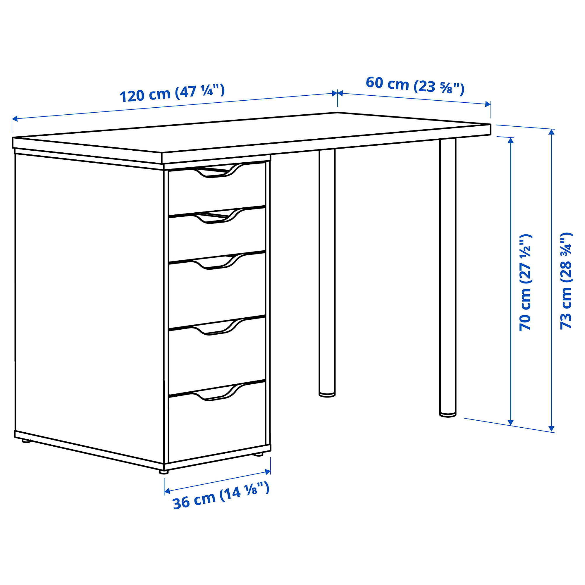 Measurement Illustration - LAGKAPTEN/ALEX/ADILS desk