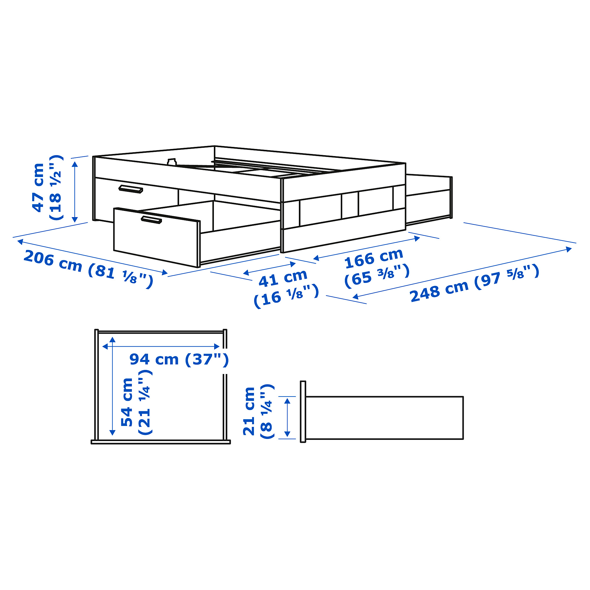 BRIMNES, bed frame with storage. 3 of 3 open dialog