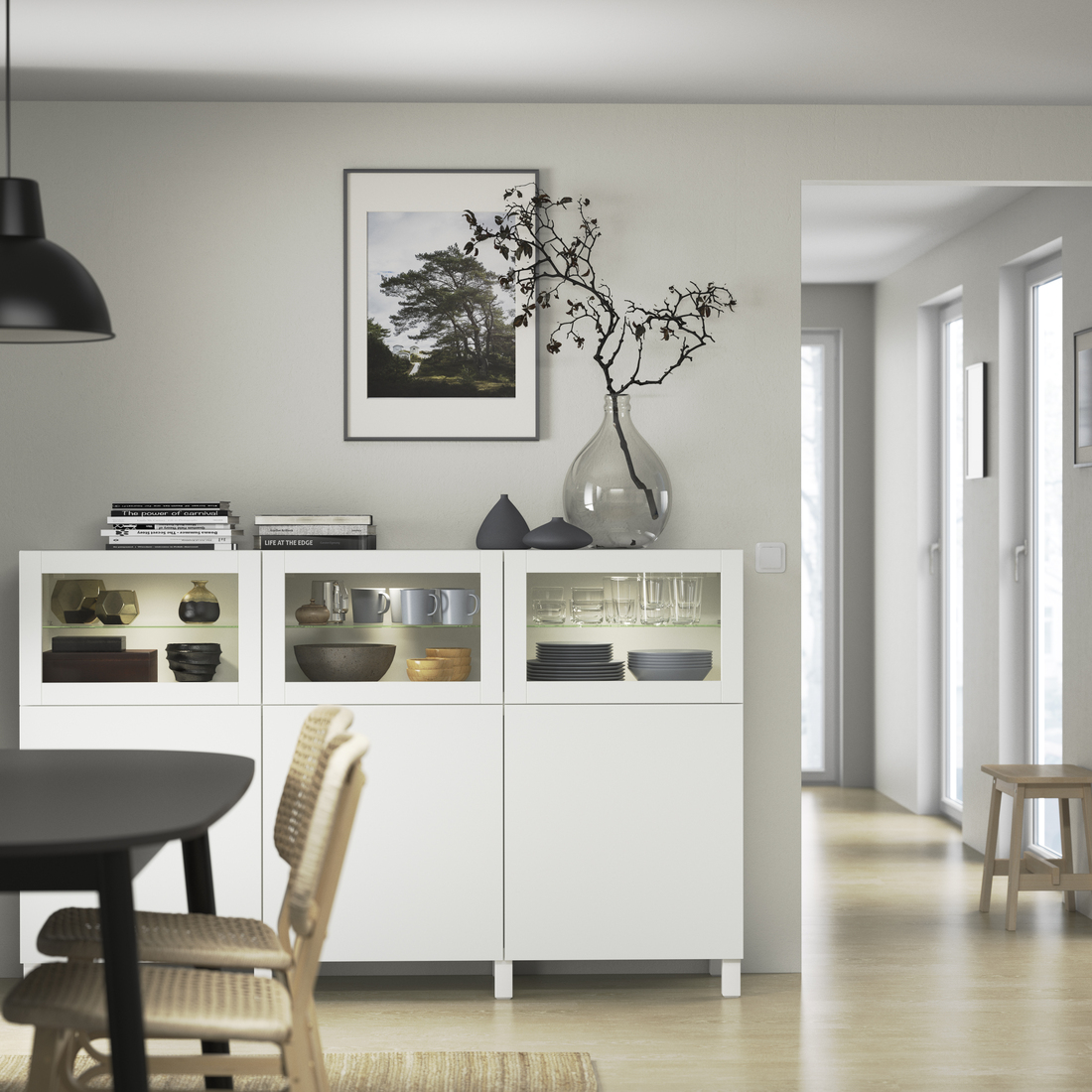 BESTÅ, display cabinet with doors. 2 of 8 open dialog