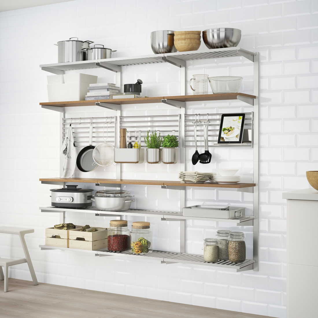 KUNGSFORS, suspension rail with shelf and wall grid. 2 of 2 open dialog