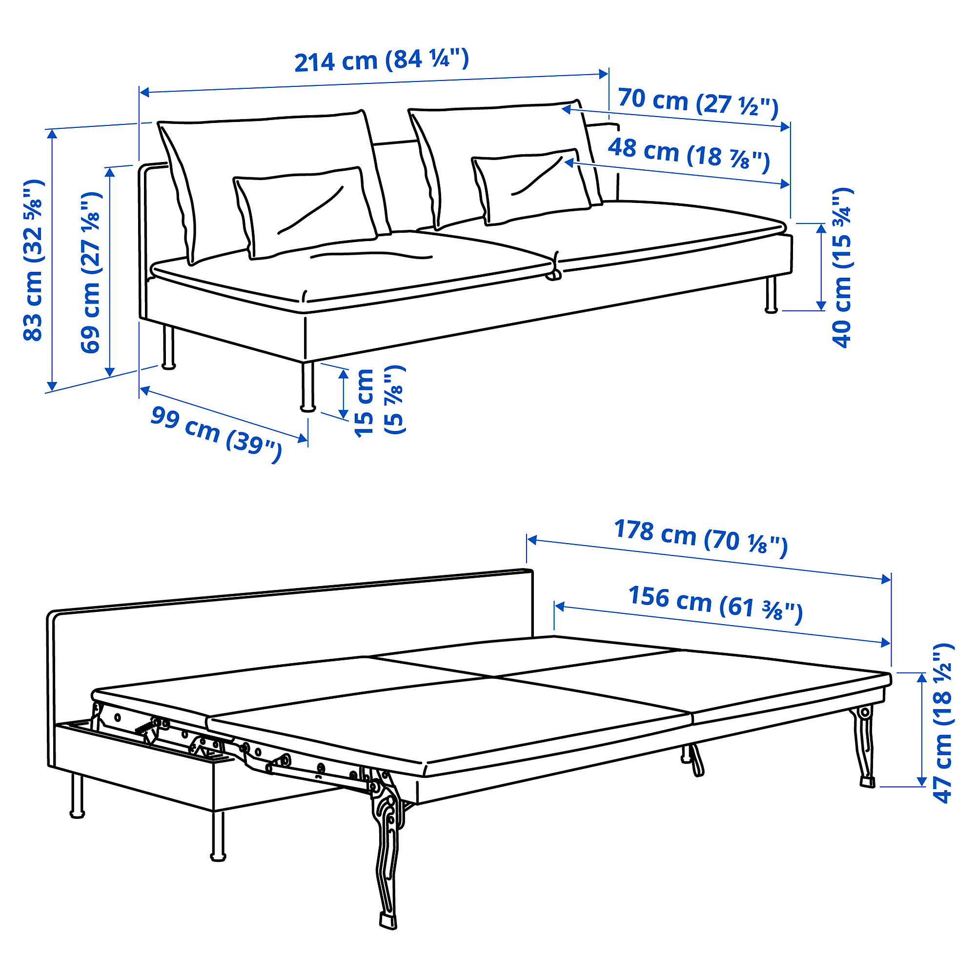 SÖDERHAMN, 3 seat sofa bed section. 4 of 4 open dialog