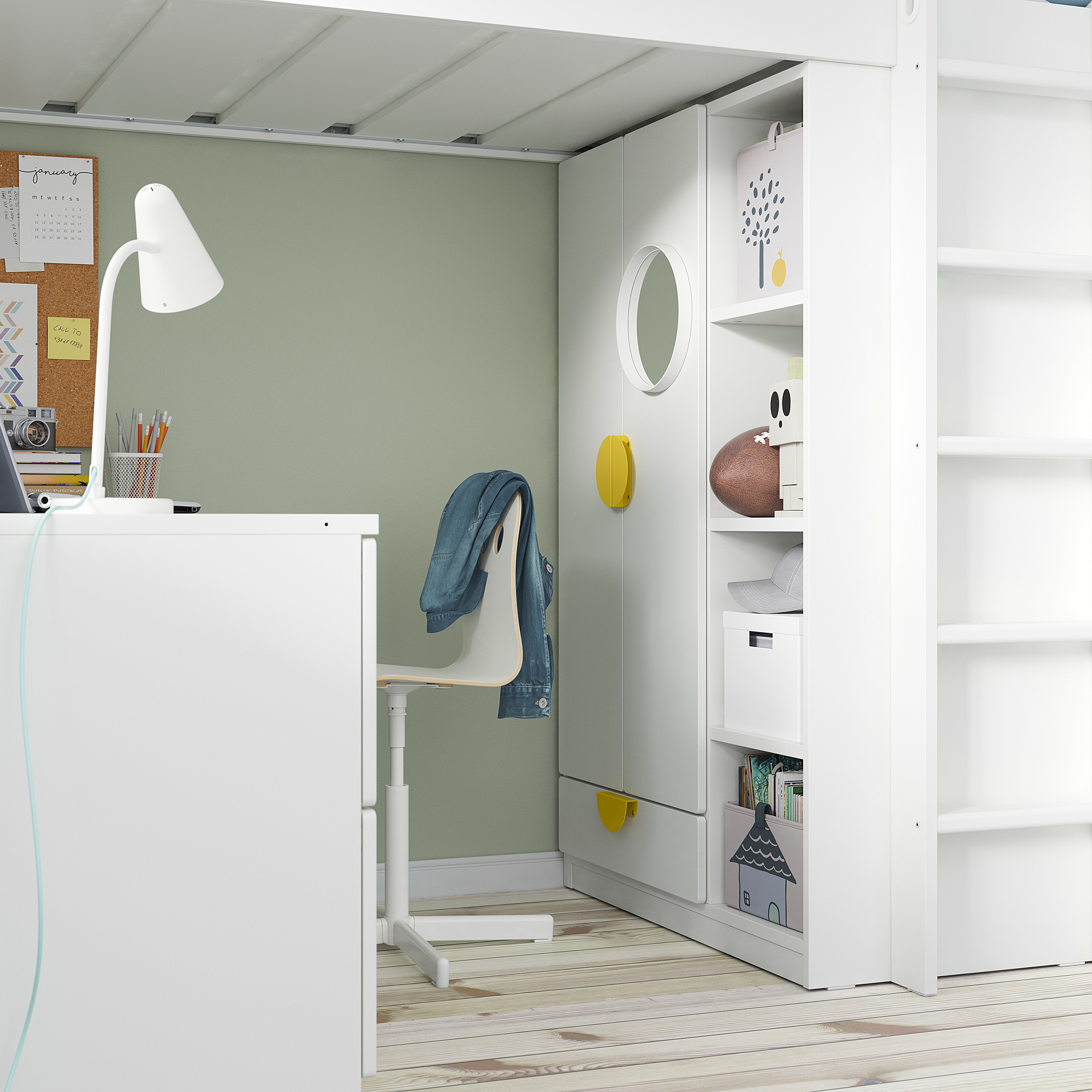 SMÅSTAD, loft bed frame, desk and storage. 3 of 5 open dialog