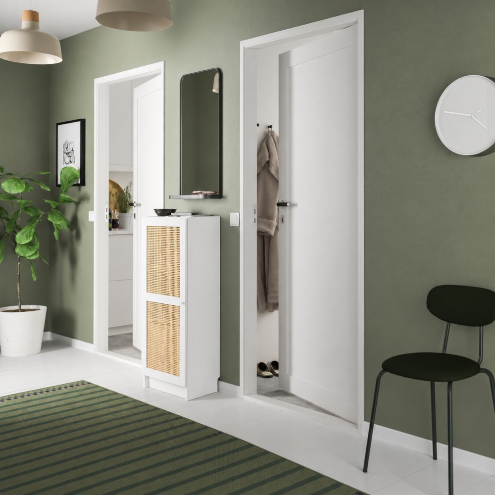 BILLY / HÖGADAL, bookcase with woven bamboo door. 2 of 3 open dialog