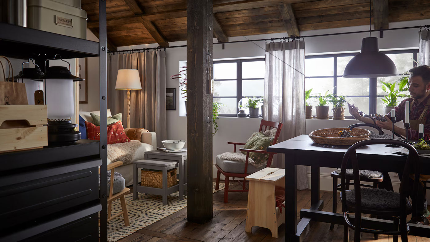 Living and dining room with Nordic ambiance
