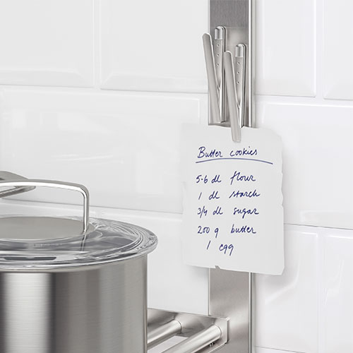 Suspension rail with shelf wall grid with KUNGSFORS Magnetic clip