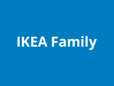 IKEA Family text on blue background