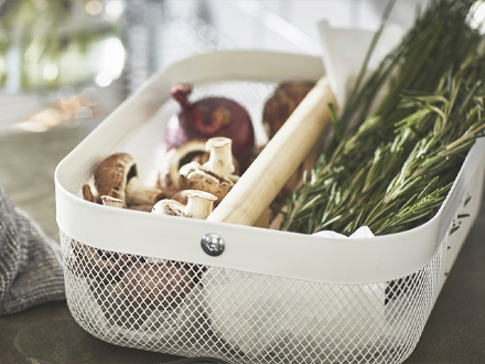 A RISATORP basket with compartments