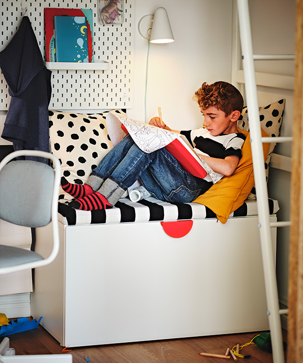 SMÅSTAD bench with toy storage, white