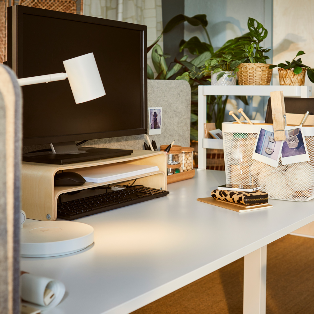 desk computer and work space