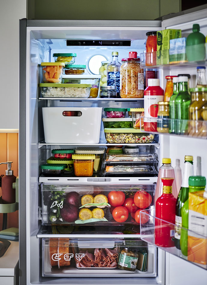 Fridge with food containers