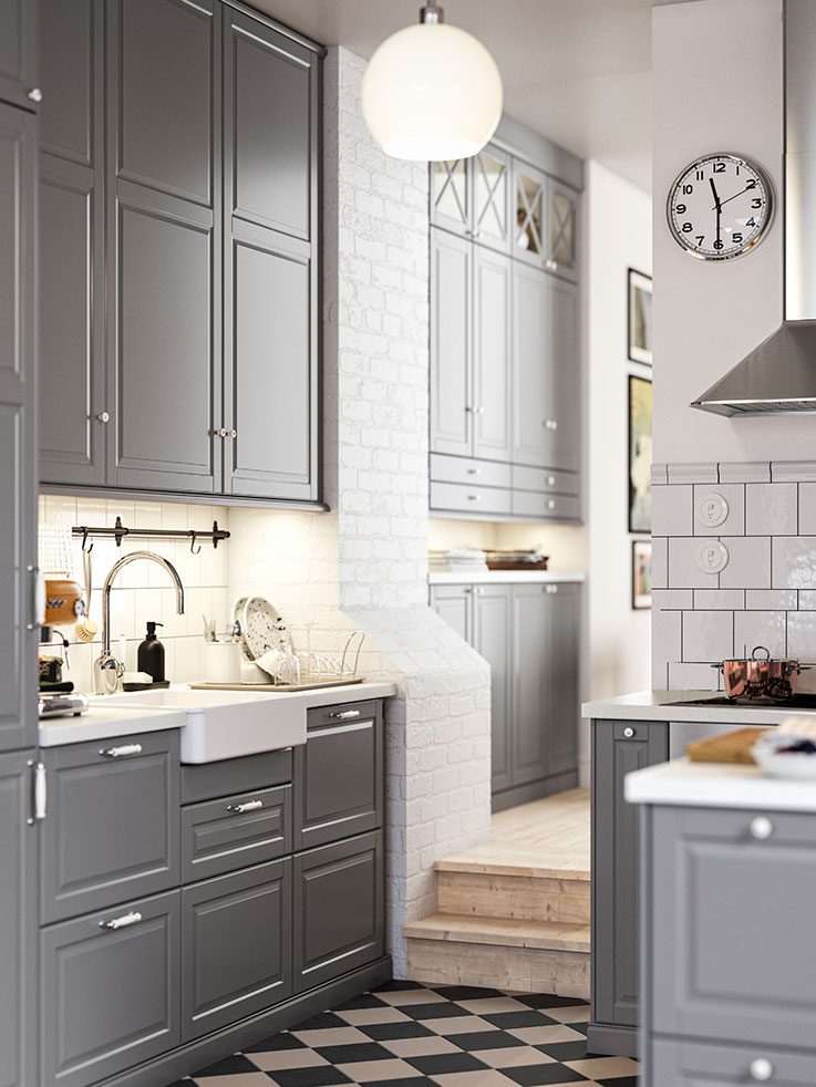 Kitchen with METOD/MAXIMERA structure and fronts, BODBYN, HAVSEN sink