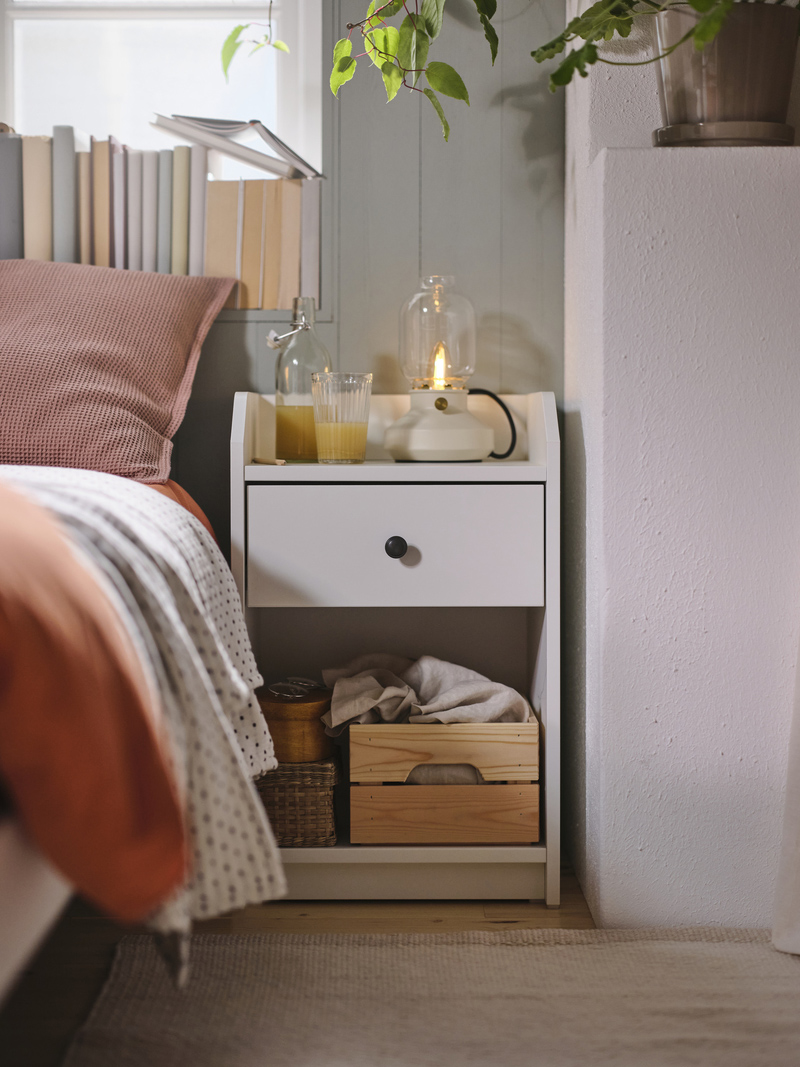 HAUGA bedside table with  drawer