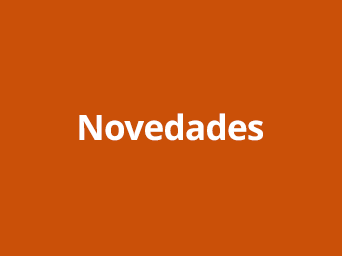 Texto “Novedades” sobre fondo naranja.