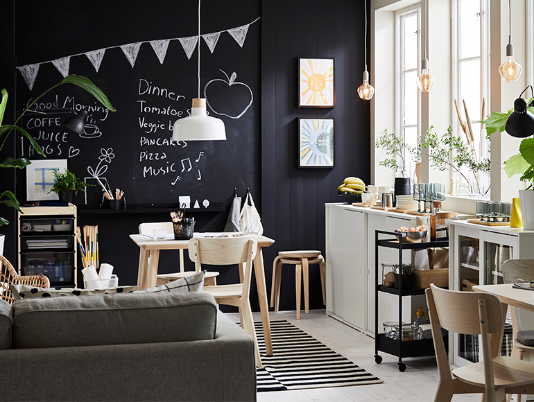 A cosy dining room with a Scandi cafe atmosphere